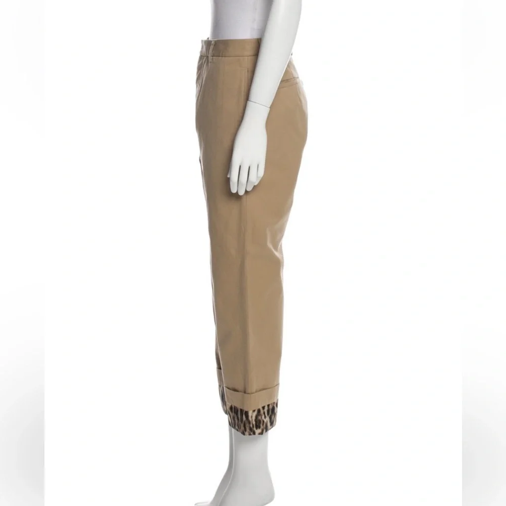 R13 Camel Cropped Pants with Leopard Cuff - Picture 2 of 3
